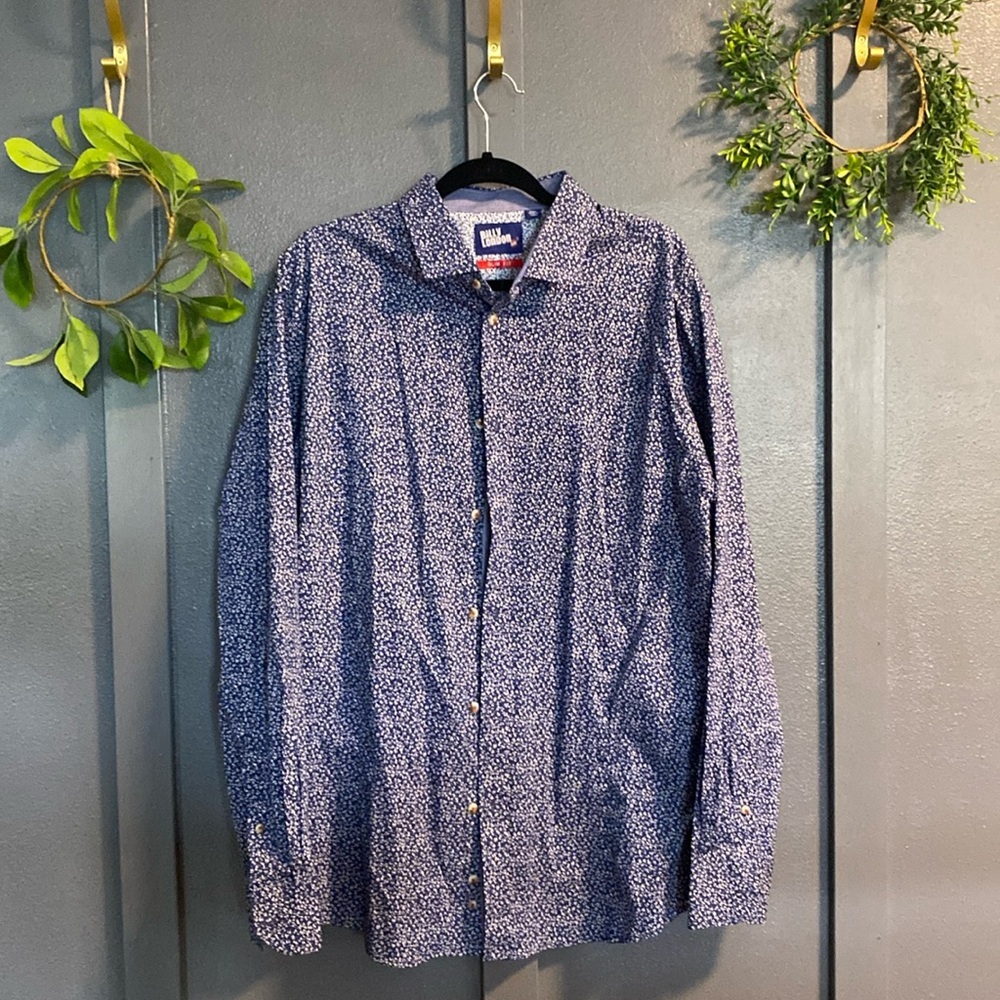 Billy London Slim Fit XXL button up blue dress shirt